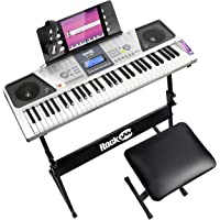 Los mejores  - RockJam RJ-661 - Super kit de 61 teclas del teclado LCD con soporte y auriculares